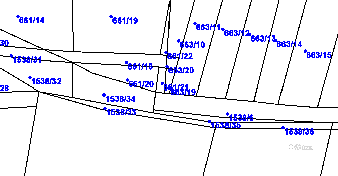 Parcela st. 663/19 v KÚ Jírovice, Katastrální mapa