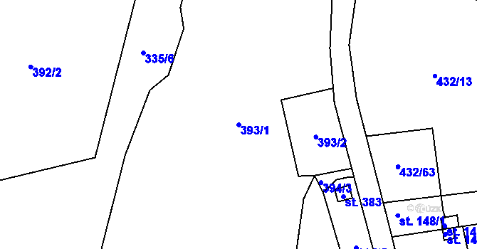 Parcela st. 393/1 v KÚ Líšno, Katastrální mapa