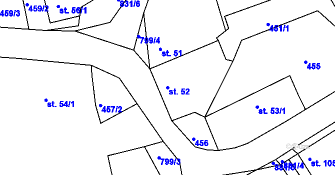 Parcela st. 52 v KÚ Líšno, Katastrální mapa