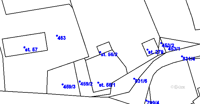 Parcela st. 56/2 v KÚ Líšno, Katastrální mapa