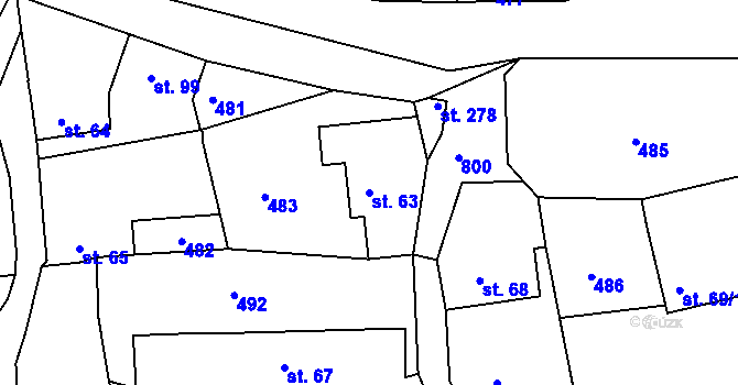 Parcela st. 63 v KÚ Líšno, Katastrální mapa