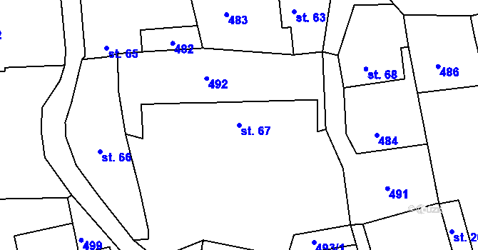Parcela st. 67 v KÚ Líšno, Katastrální mapa