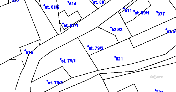 Parcela st. 79/2 v KÚ Líšno, Katastrální mapa
