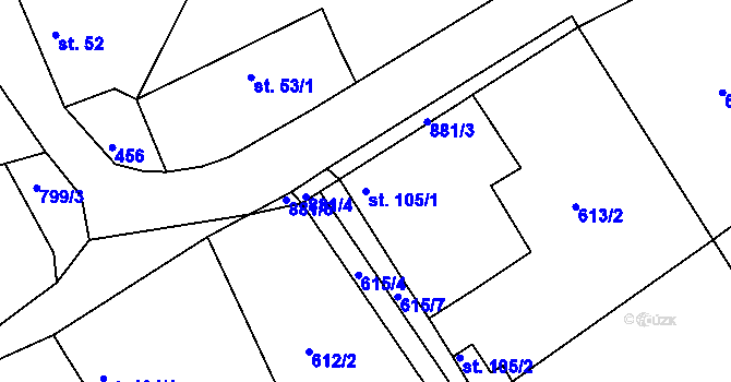 Parcela st. 105/1 v KÚ Líšno, Katastrální mapa