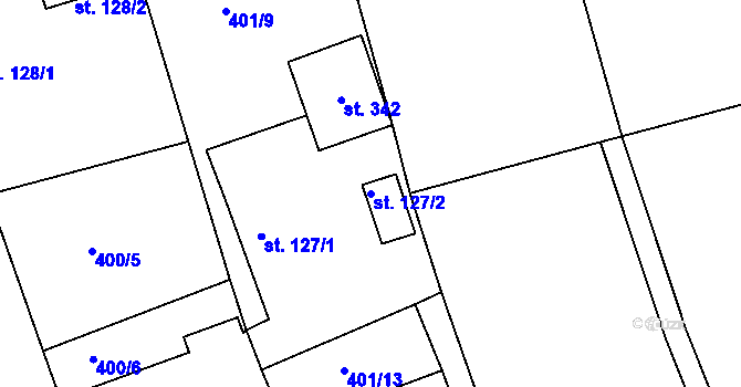 Parcela st. 127/2 v KÚ Líšno, Katastrální mapa