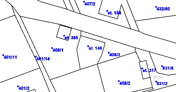 Parcela st. 146 v KÚ Líšno, Katastrální mapa