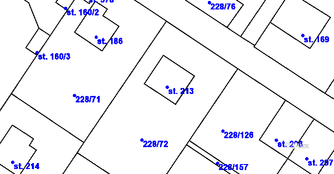 Parcela st. 213 v KÚ Líšno, Katastrální mapa