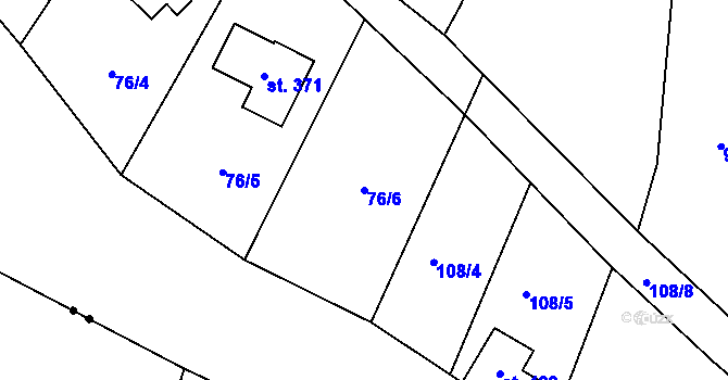 Parcela st. 76/6 v KÚ Líšno, Katastrální mapa