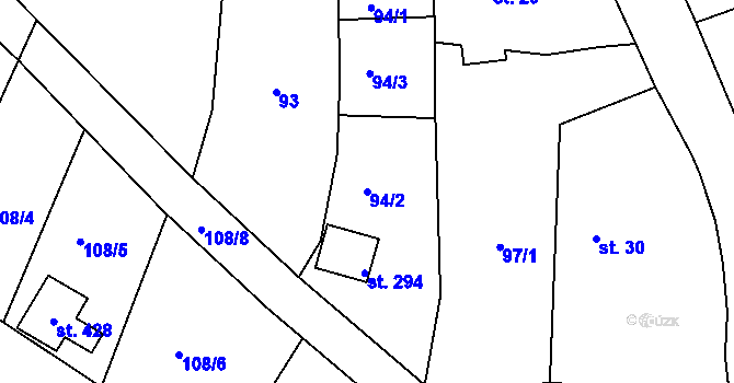 Parcela st. 94/2 v KÚ Líšno, Katastrální mapa