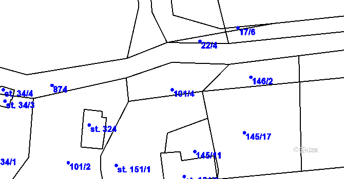 Parcela st. 101/4 v KÚ Líšno, Katastrální mapa