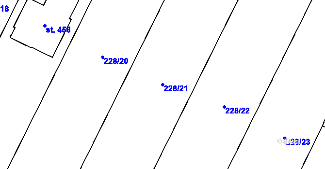 Parcela st. 228/21 v KÚ Líšno, Katastrální mapa