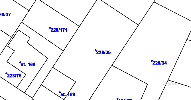 Parcela st. 228/35 v KÚ Líšno, Katastrální mapa