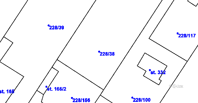 Parcela st. 228/38 v KÚ Líšno, Katastrální mapa