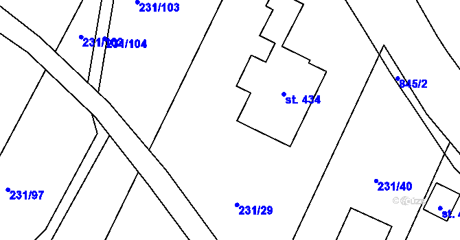 Parcela st. 231/29 v KÚ Líšno, Katastrální mapa