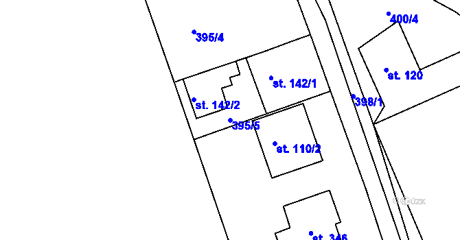 Parcela st. 395/5 v KÚ Líšno, Katastrální mapa