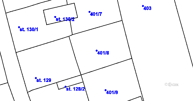 Parcela st. 401/8 v KÚ Líšno, Katastrální mapa