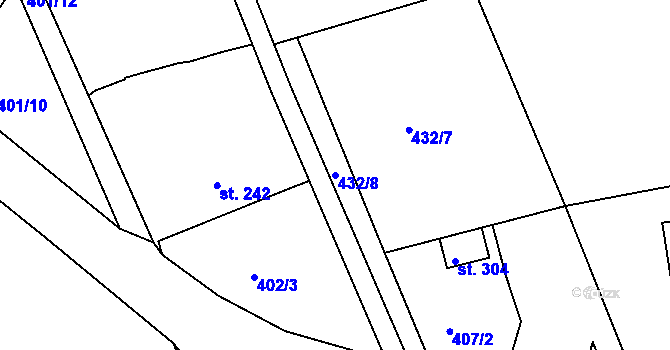 Parcela st. 432/8 v KÚ Líšno, Katastrální mapa