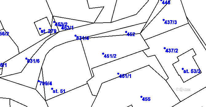 Parcela st. 451/2 v KÚ Líšno, Katastrální mapa