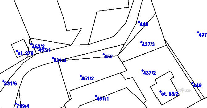 Parcela st. 452 v KÚ Líšno, Katastrální mapa