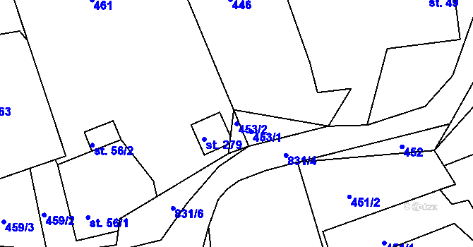 Parcela st. 453/2 v KÚ Líšno, Katastrální mapa