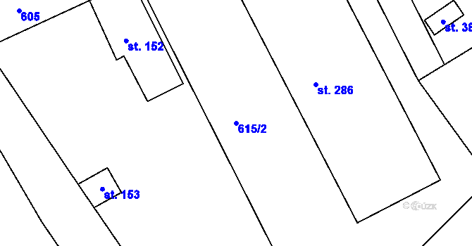 Parcela st. 615/2 v KÚ Líšno, Katastrální mapa