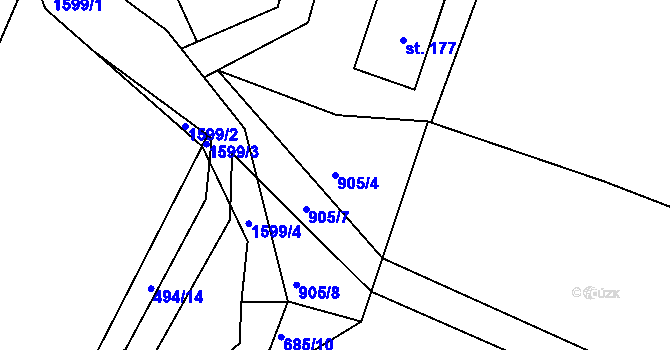 Parcela st. 905/4 v KÚ Líšno, Katastrální mapa