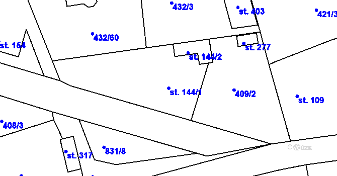 Parcela st. 144/1 v KÚ Líšno, Katastrální mapa