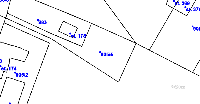Parcela st. 905/5 v KÚ Líšno, Katastrální mapa