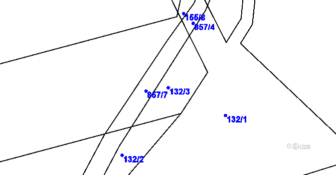Parcela st. 132/3 v KÚ Líšno, Katastrální mapa