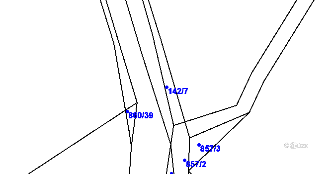 Parcela st. 142/7 v KÚ Líšno, Katastrální mapa
