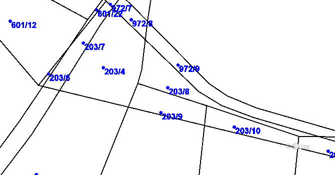 Parcela st. 203/8 v KÚ Líšno, Katastrální mapa