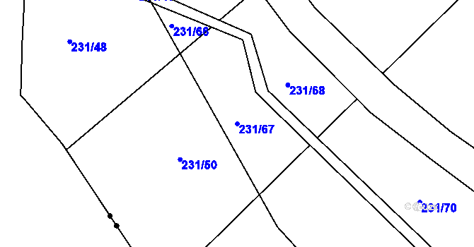 Parcela st. 231/67 v KÚ Líšno, Katastrální mapa