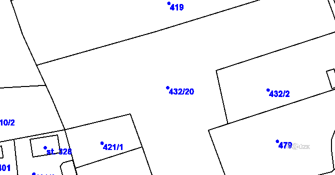 Parcela st. 432/20 v KÚ Líšno, Katastrální mapa