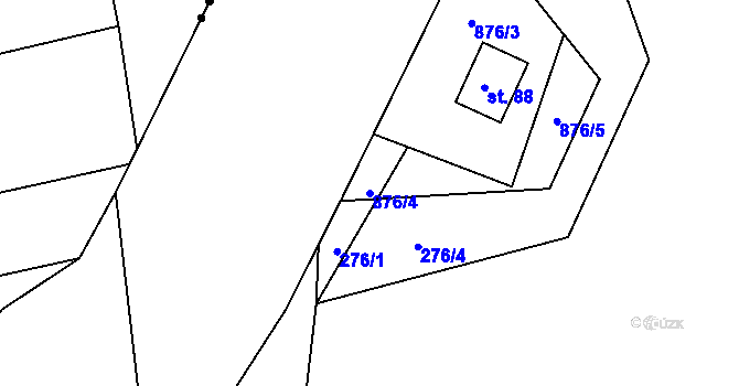 Parcela st. 876/4 v KÚ Líšno, Katastrální mapa