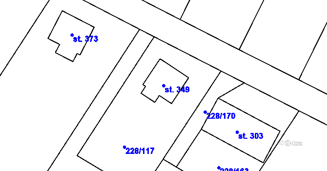 Parcela st. 349 v KÚ Líšno, Katastrální mapa