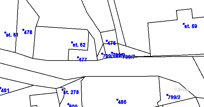 Parcela st. 799/10 v KÚ Líšno, Katastrální mapa
