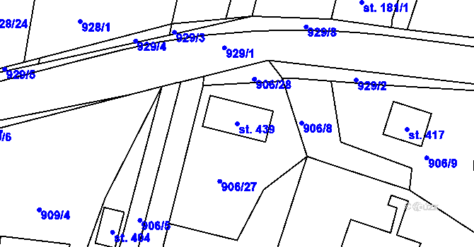 Parcela st. 439 v KÚ Líšno, Katastrální mapa