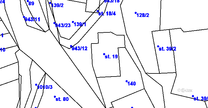 Parcela st. 19 v KÚ Nesvačily u Bystřice, Katastrální mapa