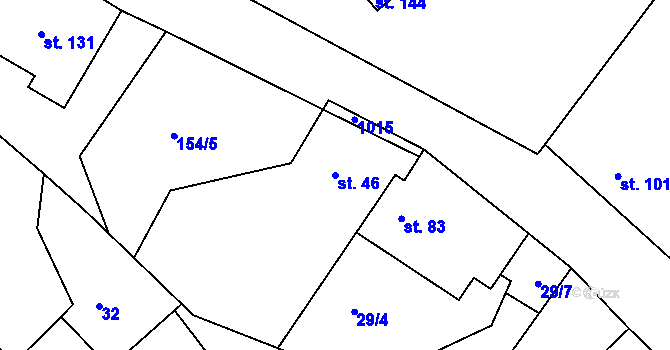 Parcela st. 46 v KÚ Nesvačily u Bystřice, Katastrální mapa