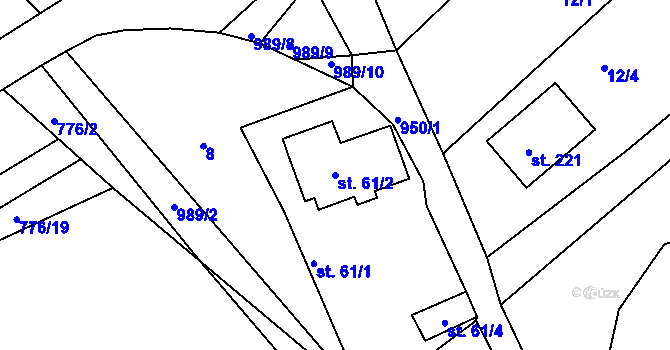 Parcela st. 61/2 v KÚ Nesvačily u Bystřice, Katastrální mapa