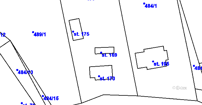 Parcela st. 169 v KÚ Nesvačily u Bystřice, Katastrální mapa