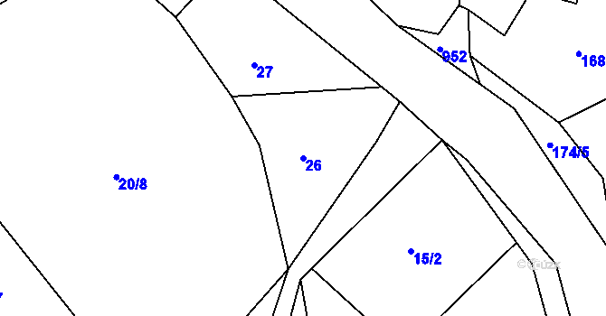 Parcela st. 26 v KÚ Nesvačily u Bystřice, Katastrální mapa