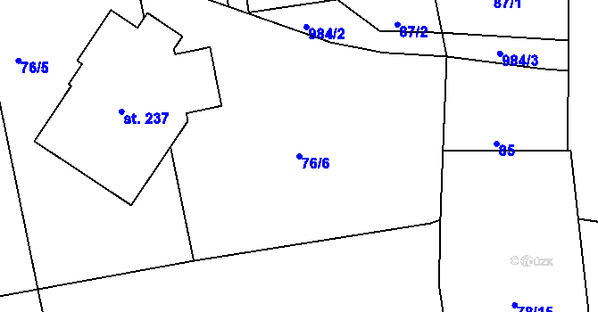 Parcela st. 76/6 v KÚ Nesvačily u Bystřice, Katastrální mapa