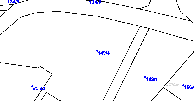 Parcela st. 149/4 v KÚ Nesvačily u Bystřice, Katastrální mapa