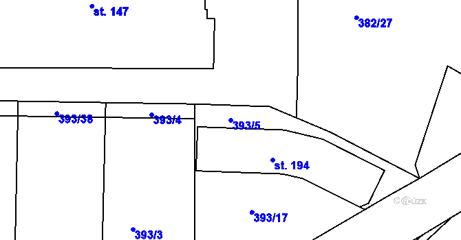 Parcela st. 393/5 v KÚ Nesvačily u Bystřice, Katastrální mapa