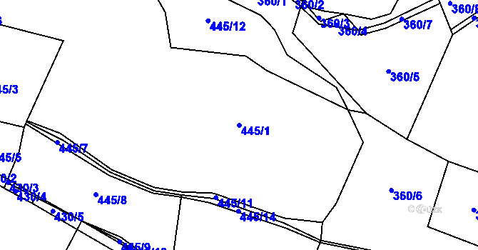 Parcela st. 445/1 v KÚ Nesvačily u Bystřice, Katastrální mapa