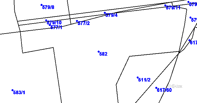 Parcela st. 582 v KÚ Nesvačily u Bystřice, Katastrální mapa