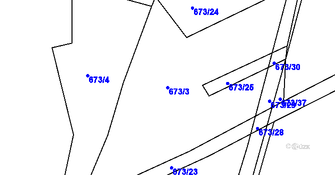 Parcela st. 673/3 v KÚ Nesvačily u Bystřice, Katastrální mapa