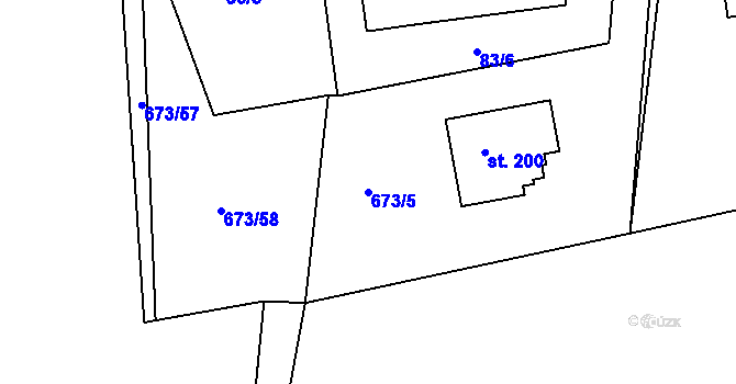 Parcela st. 673/5 v KÚ Nesvačily u Bystřice, Katastrální mapa