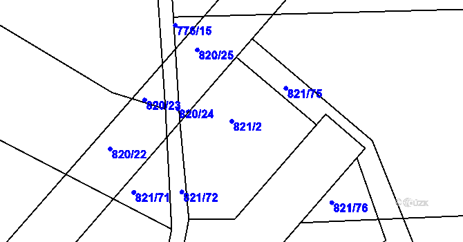 Parcela st. 821/2 v KÚ Nesvačily u Bystřice, Katastrální mapa